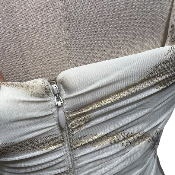 Cache Womens Vintage Y2K White Gold One Shoulder Jewel Goddess Maxi Dress Sz 6 - Picture 9 of 16